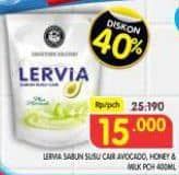 Promo Harga Lervia Sabun Cair Susu  Plus Avocado, Plus Honey 400 ml - Superindo