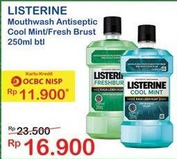 Promo Harga LISTERINE Mouthwash Antiseptic Cool Mint, Fresh Burst 250 ml - Indomaret