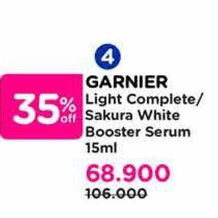 Promo Harga Garnier Booster Serum Sakura White Hyaluron, Light Complete Vitamin C 15 ml - Watsons