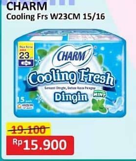 Promo Harga Charm Extra Comfort Cooling Fresh Wing 23cm 15 pcs - Alfamart