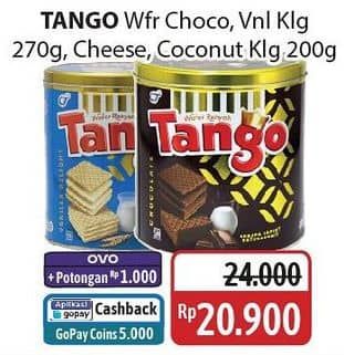 Promo Harga Tango Wafer Chocolate, Vanilla Milk, Cheese, Coconut 200 gr - Alfamidi