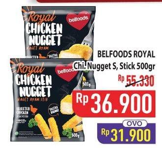 Promo Harga Belfoods Royal Nugget Chicken Nugget Stick, Chicken Nugget S 500 gr - Hypermart