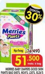 Promo Harga Merries Pants Good Skin S40, L30, M34, XL26 26 pcs - Superindo