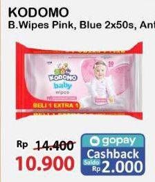 Promo Harga Kodomo Baby Wipes Classic Blue, Rice Milk Pink 50 pcs - Alfamart