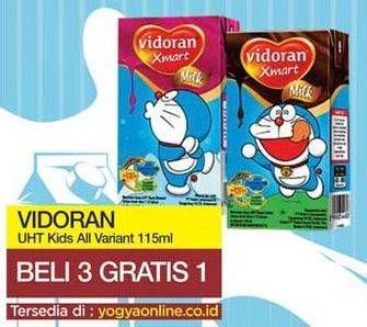Promo Harga VIDORAN Kids Milk UHT All Variants 115 ml - Yogya