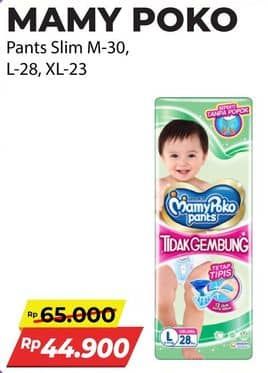 Promo Harga Mamy Poko Pants Xtra Kering Slim Tidak Gembung M30, L28, XL23 23 pcs - Alfamart