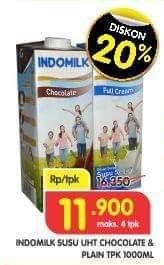 Promo Harga Indomilk Susu UHT Full Cream Plain, Cokelat 1000 ml - Superindo