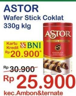 Promo Harga ASTOR Wafer Roll Chocolate 330 gr - Indomaret