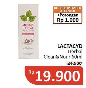 Promo Harga LACTACYD Herbal Clean & Nourish 60 ml - Alfamidi