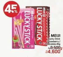 Promo Harga Meiji Biskuit Lucky Stick Strawberry, Chocolate 45 gr - LotteMart