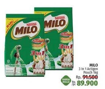 Promo Harga MILO ActivGo 3in1 1000 gr - LotteMart
