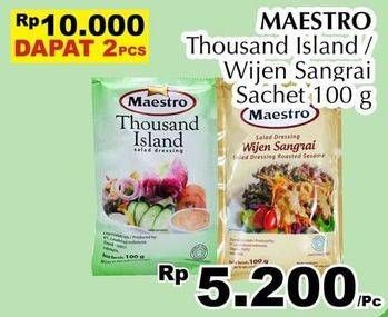 Promo Harga MAESTRO Salad Dressing Thousand Island, Wijen Sangrai per 2 sachet 100 gr - Giant