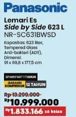 Promo Harga Panasonic NR-SC631BWSD Kulkas Side by Side  - COURTS