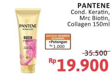 Promo Harga Pantene Conditioner Miracle Keratin Glow, Biotin Strength, Collagen Repair 150 ml - Alfamidi