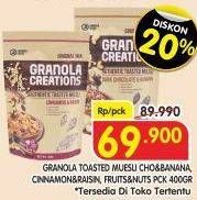 Promo Harga HUNDRED SEEDS Granola Creations Cinnamon Raisin, Dark Choco Banana, Tropical Fruit Nuts 400 gr - Superindo