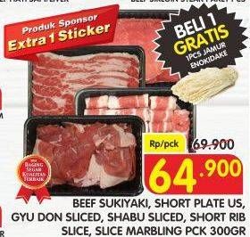 Promo Harga Sapi Sukiyaki/Beef Short Plate Slice/Daging Gyudon Slice/Sapi Shabu-shabu/Daging Slice Marbling   - Superindo