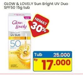 Promo Harga Glow & Lovely (fair & Lovely) Sunscreen Bright UV Duo SPF 50 15 gr - Indomaret