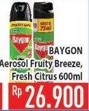 Promo Harga BAYGON Insektisida Spray Fruity Breeze, Citrus Fresh 600 ml - Hypermart