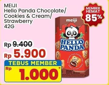 Promo Harga Meiji Hello Panda Biscuit Strawberry, Cookies And Cream, Chocolate 45 gr - Indomaret