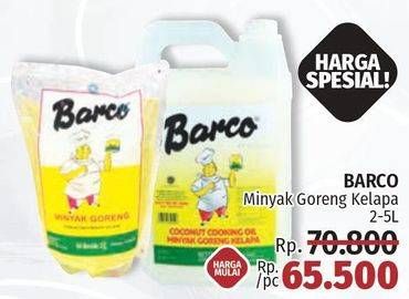 Promo Harga BARCO Minyak Goreng Kelapa 2000 ml - LotteMart