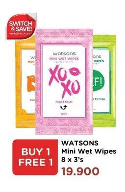 Promo Harga WATSONS Mini Wet Wipes per 8 pouch 3 pcs - Watsons