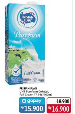 Promo Harga FRISIAN FLAG Susu UHT Purefarm Full Cream, Swiss Chocolate 900 ml - Alfamidi