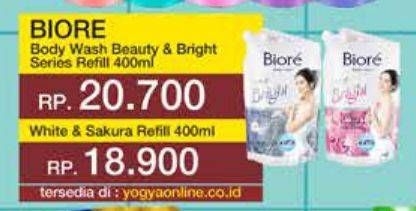 Promo Harga Biore Body Foam Bright White Scrub, Lovely Sakura Scent 450 ml - Yogya