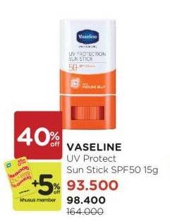 Promo Harga Vaseline Daily Sun Care Sun Stick SPF 50 15 gr - Watsons