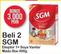 Promo Harga SGM Eksplor Soya 1-5 Susu Pertumbuhan Vanila, Madu per 2 box 400 gr - Alfamart