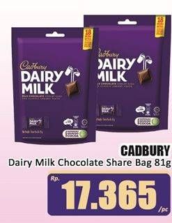 Promo Harga Cadbury Dairy Milk Share Bag 81 gr - Hari Hari