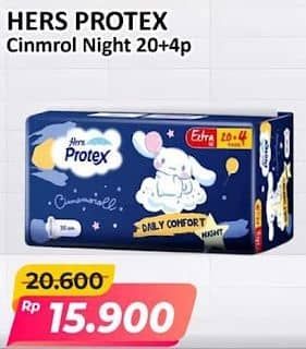 Promo Harga Hers Protex Comfort Night Wing 30cm, Wing 35cm 22 pcs - Alfamart