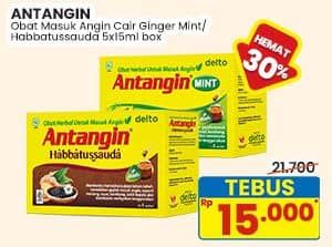 Promo Harga Antangin Obat Masuk Angin Ginger Mint, Habbatussauda per 5 sachet 15 ml - Indomaret