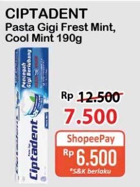 Promo Harga Ciptadent Pasta Gigi Maxi 12 Plus Fresh Mint, Cool Mint 190 gr - Alfamart