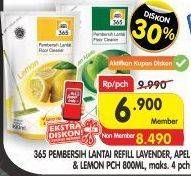 Promo Harga 365 Pembersih Lantai Lavender, Lemon, Apel 800 ml - Superindo