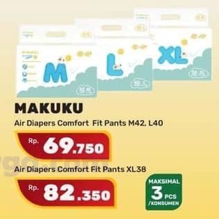 Promo Harga Makuku Comfort Fit Diapers Pants Kecuali XL38 38 pcs - Yogya