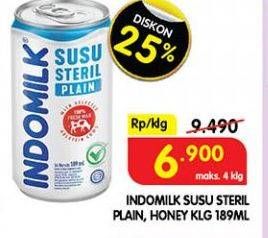 Promo Harga Indomilk Susu Steril Honey, Plain 189 ml - Superindo