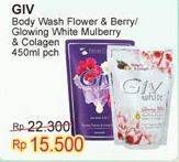 Promo Harga GIV Body Wash Glowing White Mulberry Collagen, Passion Flowers Sweet Berry 450 ml - Indomaret