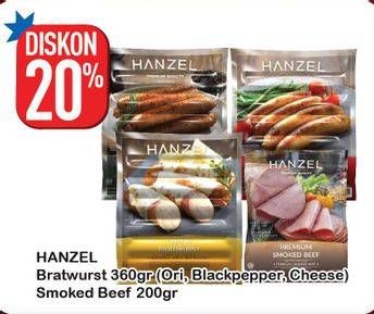 Promo Harga HANZEL Bratwurst 360gr/Smoked Beef 200gr  - Hypermart