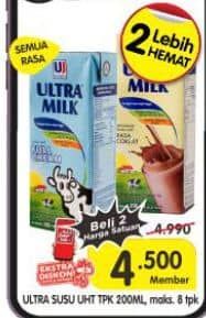 Promo Harga Ultra Milk Susu UHT All Variants 200 ml - Superindo