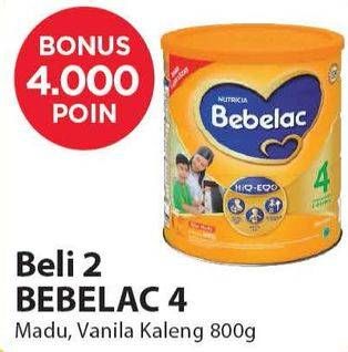 Promo Harga BEBELAC 4 Susu Pertumbuhan Madu, Vanila per 2 kaleng 800 gr - Alfamart