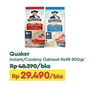 Promo Harga Quaker Oatmeal Instant, Quick Cooking 800 gr - TIP TOP