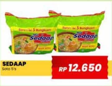 Promo Harga Sedaap Mie Kuah Soto per 5 pcs 75 gr - Yogya