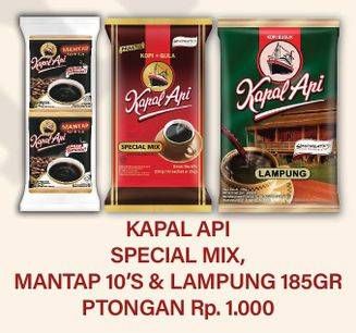 Promo Harga KAPAL API Kopi Bubuk Special Mix/Kopi Mantap + Gula/  - Hypermart