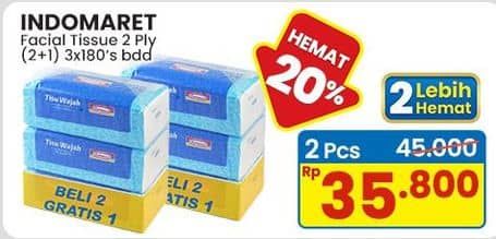 Promo Harga Indomaret Facial Tissue per 3 pouch 180 pcs - Indomaret