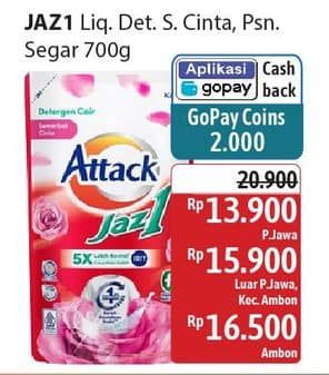 Promo Harga Attack Jaz1 DeterGel Semerbak Cinta, Pesona Segar 750 ml - Alfamidi