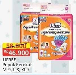 Promo Harga Lifree Popok Perekat Menyerap dan Kering L8, M9, XL7 7 pcs - Alfamart