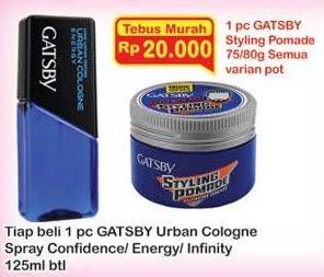 Promo Harga GATSBY Urban Cologne Confidence, Energy, Infinity 125 ml - Indomaret
