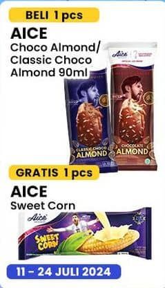 Promo Harga Aice Ice Cream Chocolate Almond, Classic Choco Almond 90 gr - Indomaret