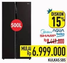 Promo Harga Aqua/Midea/Sharp/Beko Kulkas SBS  - Hypermart