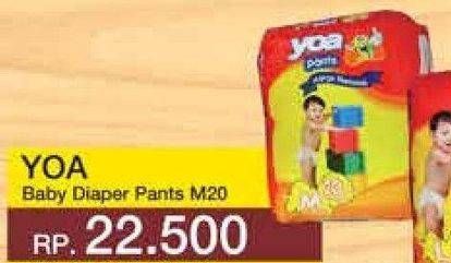 Promo Harga YOA Baby Diapers Pants M20 20 pcs - Yogya